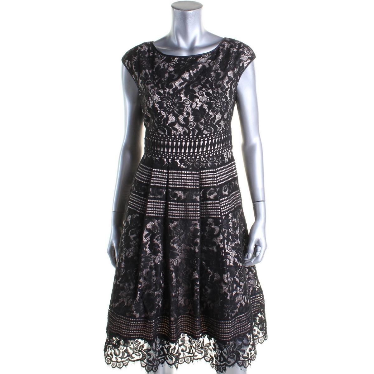 eliza j lace pleat cocktail dress