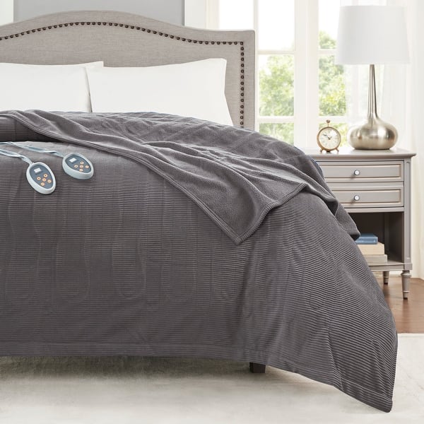 slide 2 of 17, Beautyrest Electric Micro Fleece Heated Blanket Full - Grey