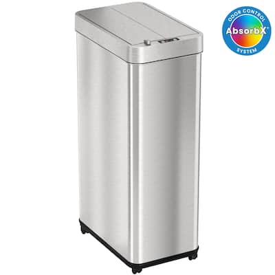 iTouchless 18 Gallon / 68 Liter Wings Lid Sensor Kitchen Trash Can with Wheels and Dual Odor Filters