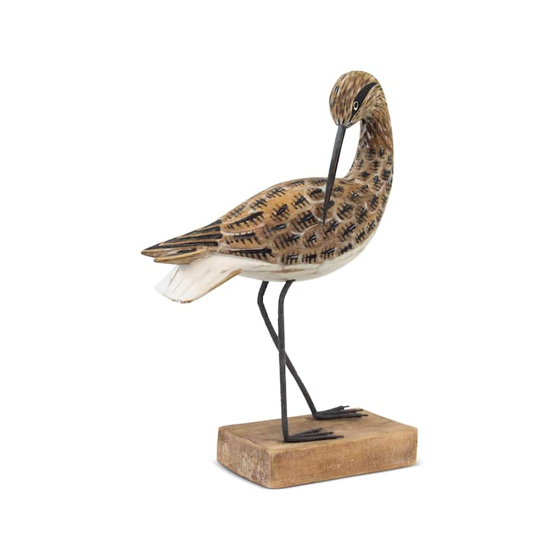 Wooden Hand Carved Willet Bird Statue Figurine Sculpture Art Decorative Home Decor Accent Gift Handcrafted Decoration Handmade