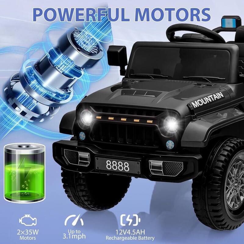 12V Kids Ride on Truck Car Kids Electric Vehicles Toy for 3-5 Years Old Boys Girls Gift, Black