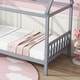 preview thumbnail 1 of 6, Twin Rubber Wood House Bed with Headboard and Footboard, Grey Grey