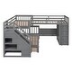 preview thumbnail 10 of 58, Twin-Twin over Full L-Shaped Bunk Bed With 3 Drawers,Desk,Wardrobe