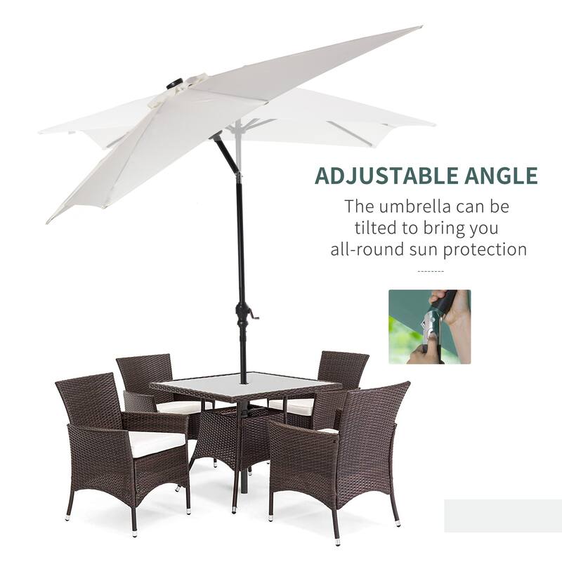 Outsunny 9-ft x 7-ft Square LED Patio Umbrella with Lights for Outdoors, Solar Umbrella