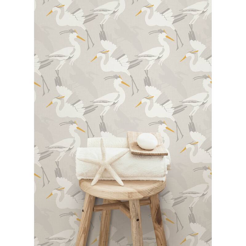 NuWallpaper Coastal Wings Taupe Peel and Stick Wallpaper - N/A