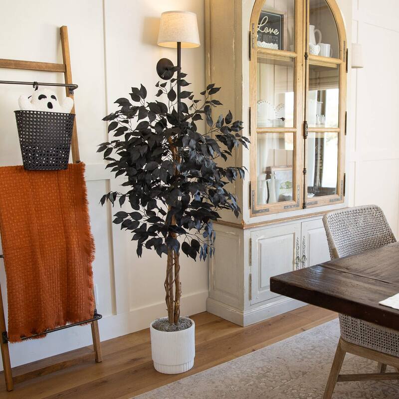 4-ft Artificial Halloween Black Ficus Tree with Natural Trunk