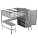 preview thumbnail 4 of 22, Solid Pine Loft Bed with Desk, Shelves, Wardrobe, and Guardrails