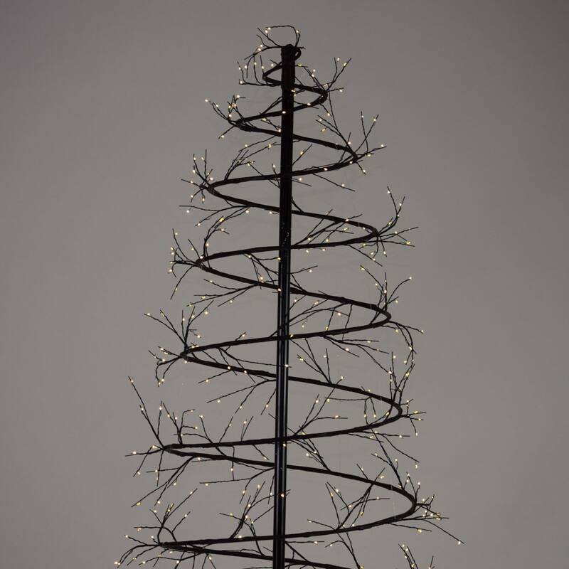 6.5' Brown Revolve Spiral Artificial Tree, LED Warm White Lights