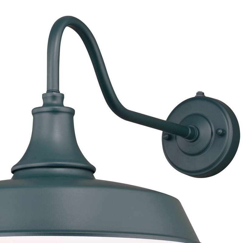 Dorado 1 Light Dusk to Dawn Green White Farmhouse Barn Dome Outdoor Wall Lantern - 15-in W x 12.25-in H x 23-in D