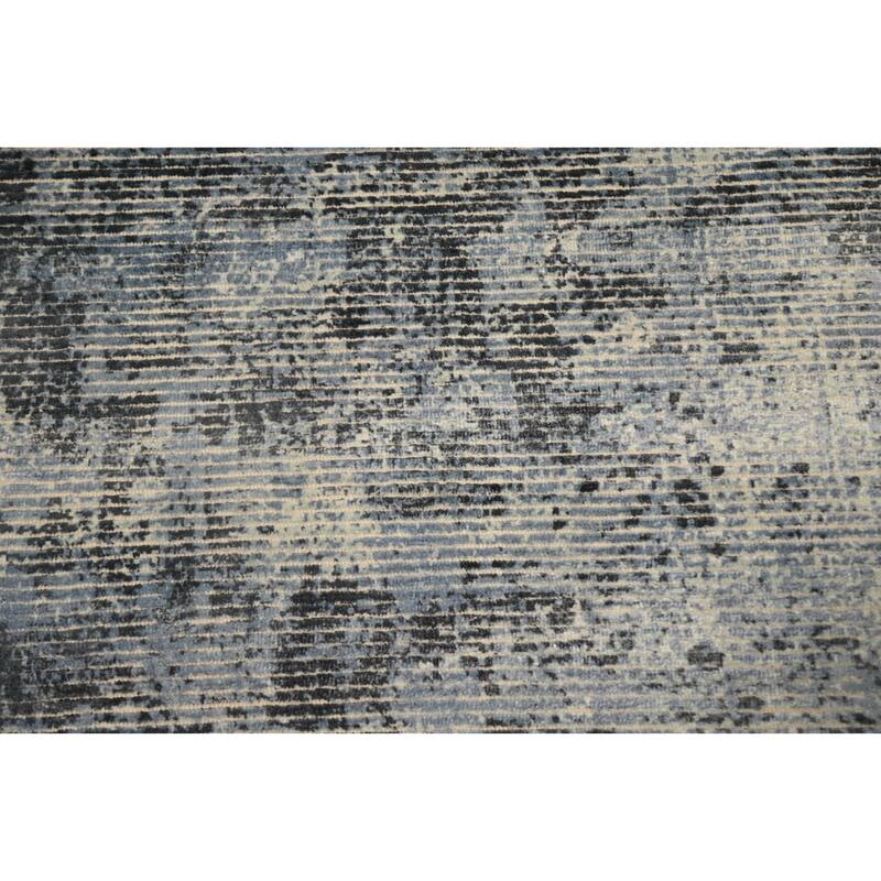 Hand Knotted Oriental Viscose Silk Carpet Modern All-Over Greys & Charcoal Abstract Area Rug - 7' 8'' X 5' 6''