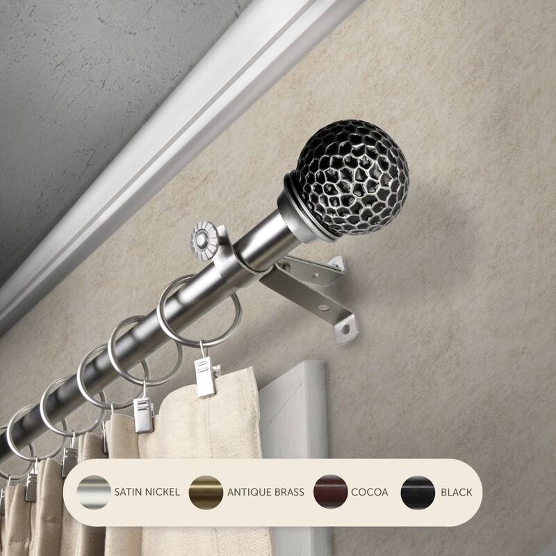 InStyleDesign Ewan Adjustable Curtain Rod 13/16 inch dia. - 66 to 120 inches - Satin Nickel