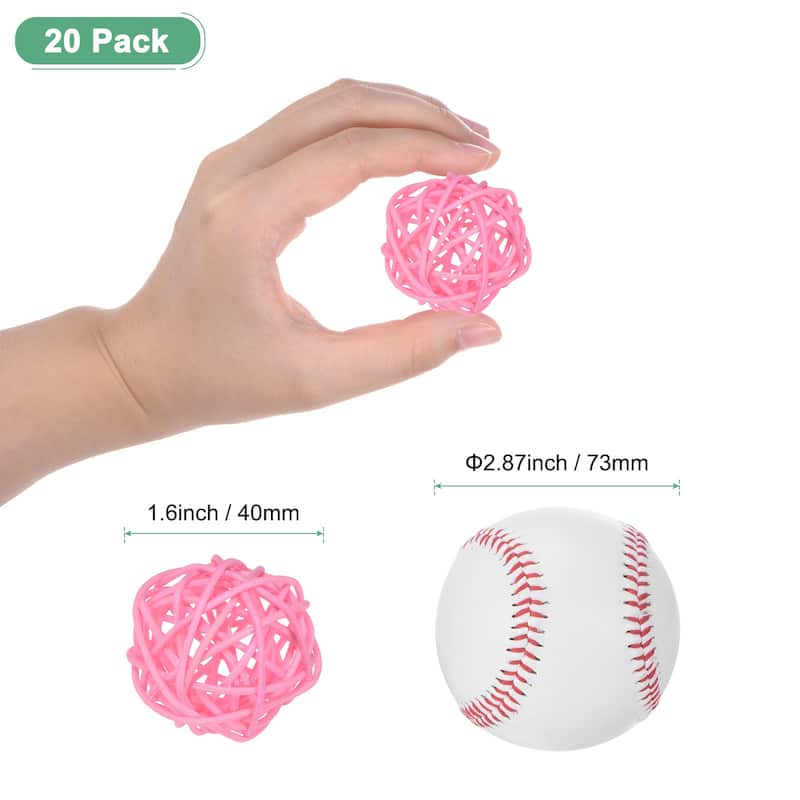 20-Pack Wicker Rattan Balls 1.6 Inch for Christmas/Weddings/DIY - Pink