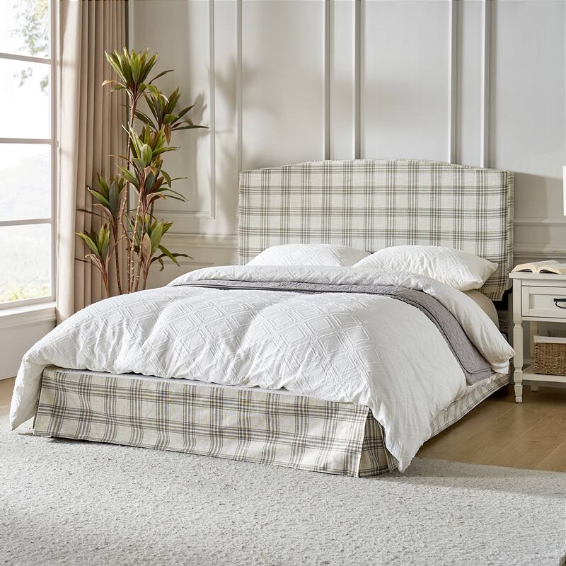 Knut Traditional 2 Piece Bedroom Upholstered Platform Bed with Washable Slipcover Set-QB by HULALA HOME