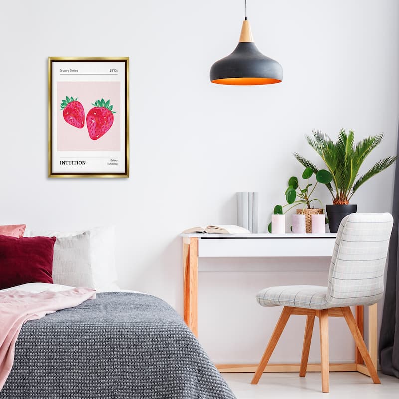 Stupell Intuition Phrase Strawberries Framed Floater Canvas Wall Art Design By LSR Design Studio