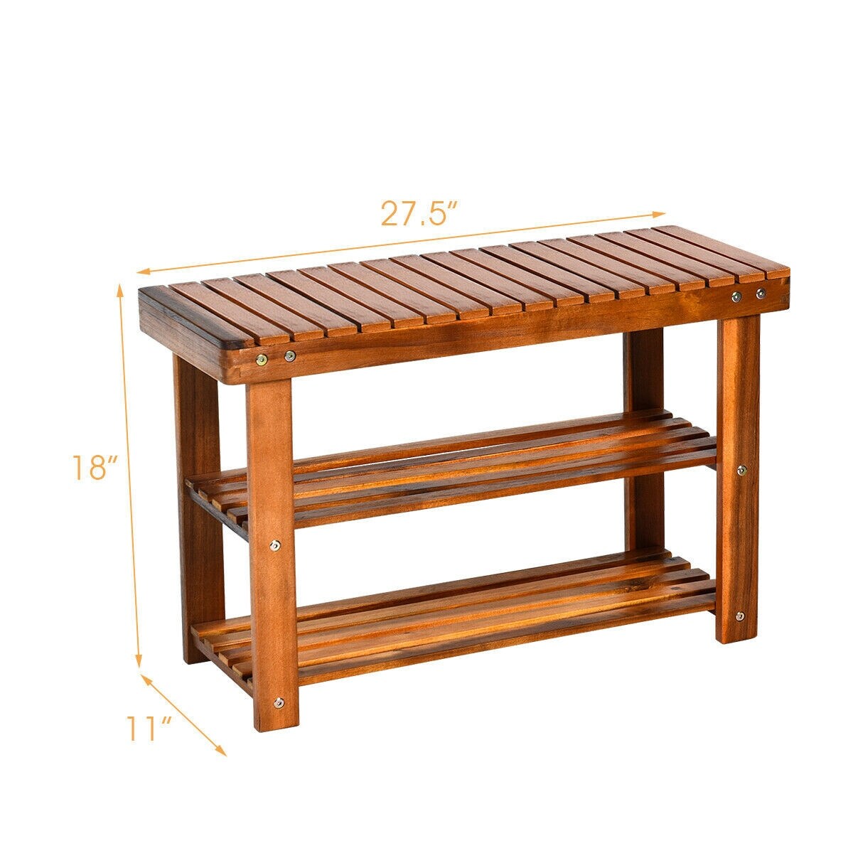 x 11.81 Sturdy Entryway Bench with Shoe Storage Rustic White Oak Shoe Bench 3-Tier Shoe Rack Bench with Mesh Shelves 28.74 Holds up to 220 lbs x 17.72 D H W