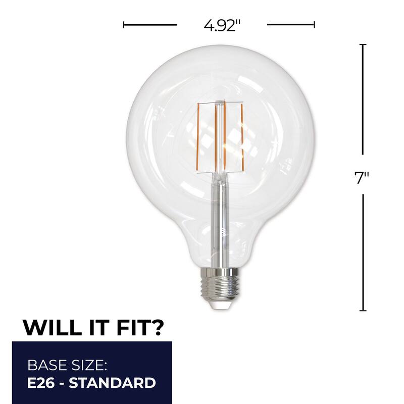 Bulbrite Pack of (2) 8.5 Watt Dimmable Filament G40 Medium (E26) LED Bulb - Clear
