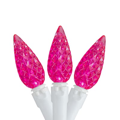 LED C6 Faceted Christmas Lights - Pink - 22.5' White Wire - 70ct