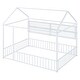 preview thumbnail 35 of 40, House-Shaped Design Metal Full Size Bed Frame with Fence and Shelves