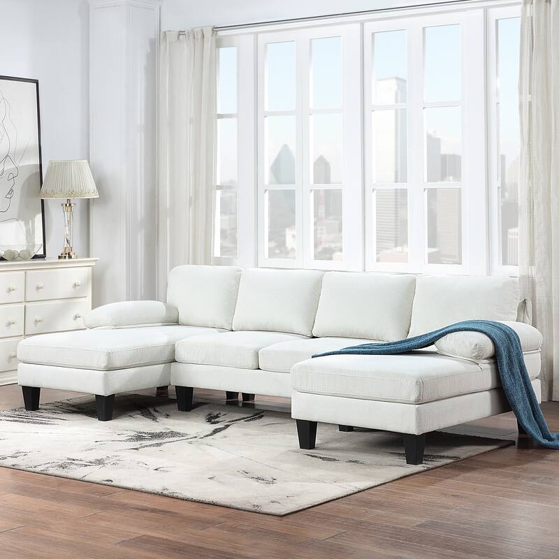 MERAX 6-Seat U-Shaped Sofa with Double Chaise - Beige