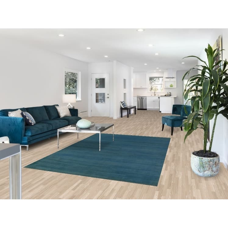 Blue Gabbeh Modern Area Rug Handmade Oriental Blue Wool Carpet - 5'6" x 7'10"