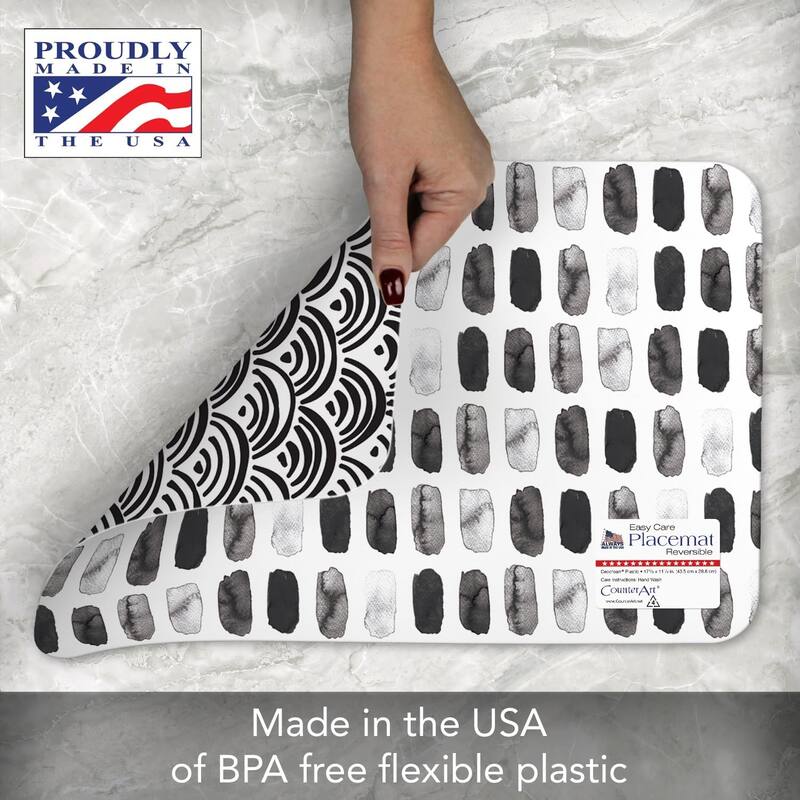 SOMU 4 Pack Reversible Easy Care Flexible Plastic Placemats Made in The USA BPA Free Easily Wipes Clean