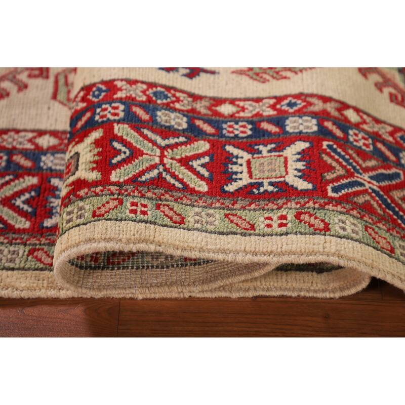 Kazak Accent Rug Handmade Beige Wool Carpet - 3'3"x 5'4"