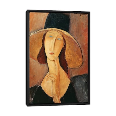iCanvas "Portrait Of Jeanne Hebuterne In A Large Hat, c.1918-19" by Amedeo Modigliani Framed Canvas Print