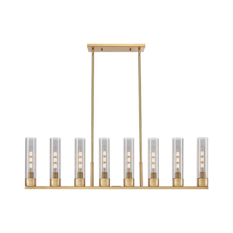 Innovations Lighting Downtown Urban - Boreas - 6 Light 48" Stem Hung Island Light with 11" Shades - Brushed Brass/Light Smoke