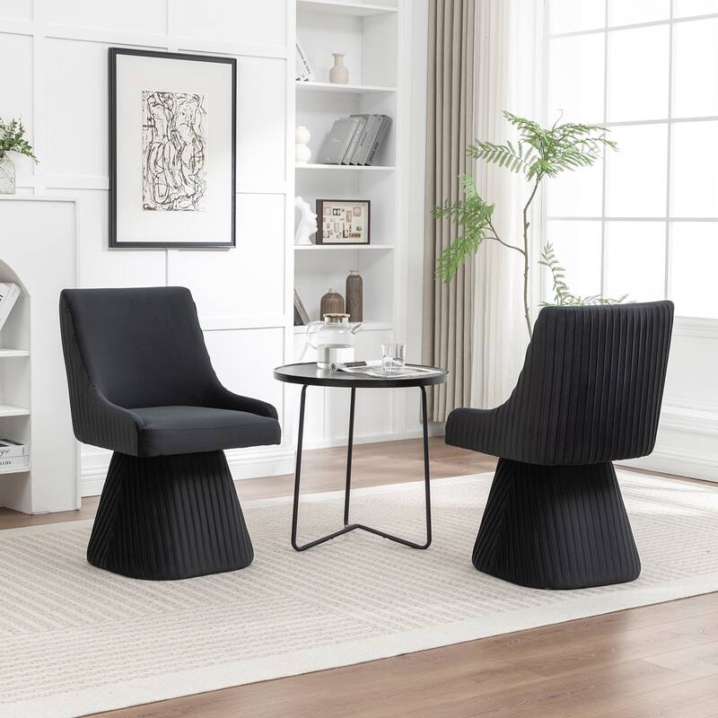 SEYNAR Modern Velvet 360 Degree Swivel Armless Dining chair Set of 2