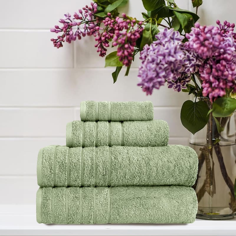Classic Turkish Towels 4 Piece Cotton Towel Set, Absorbent Hotel & Spa