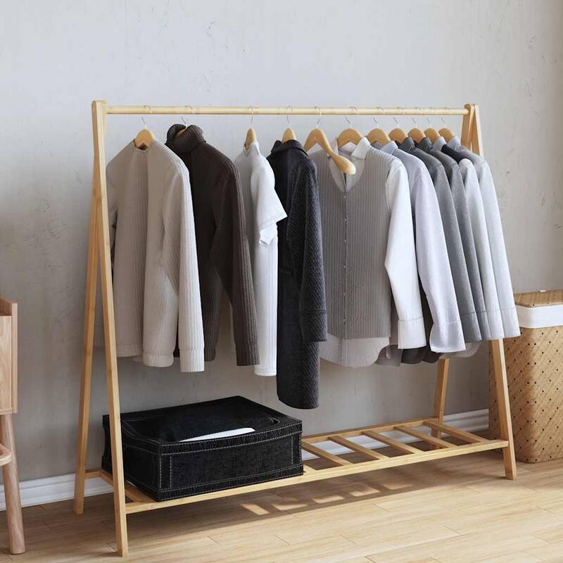 vidaXL Clothes Rack with Shelves Foldable Coat Rack Hanging Stand Hanger Bamboo