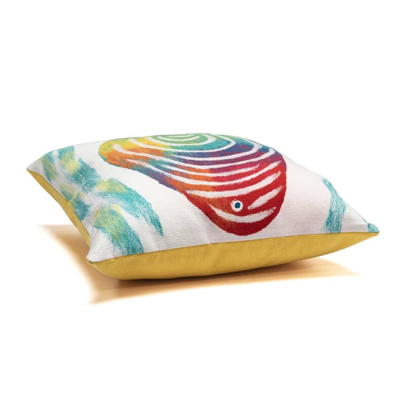 Liora Manne Visions III Rainbow Fish Indoor/Outdoor Pillow Pearl 20" Square