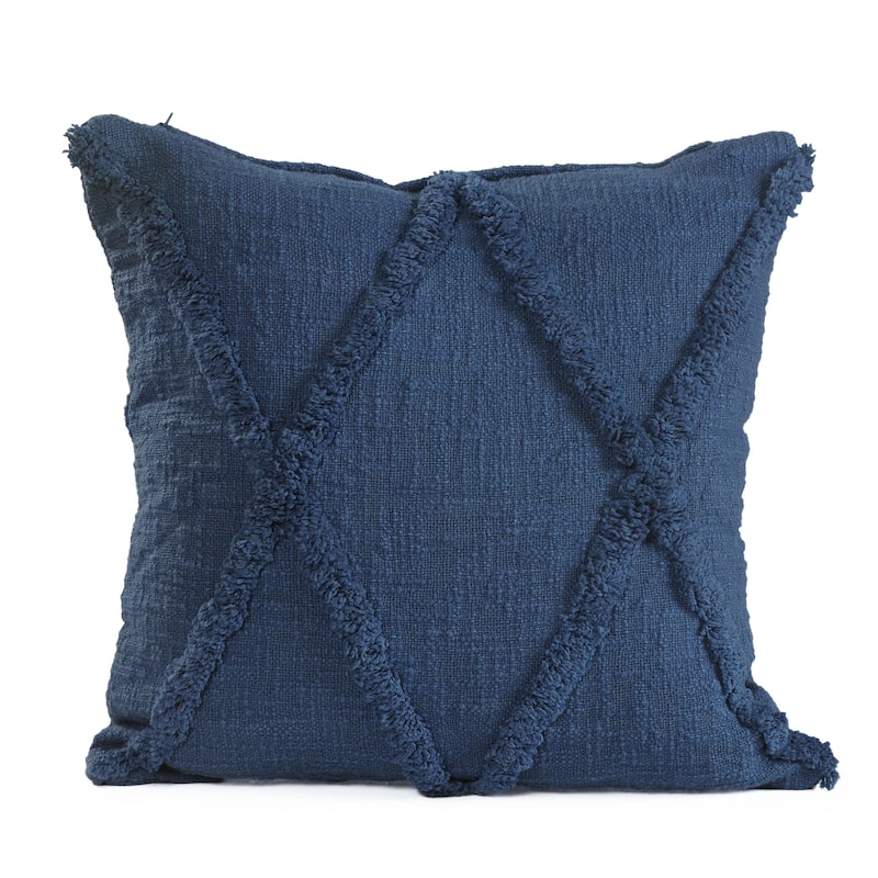 Solid Decorative Diamond Tufted Cotton Throw Pillow
