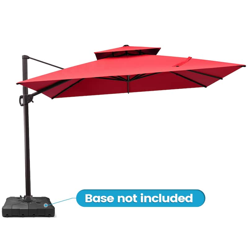Outdoor 10FT Square Offset Cantilever Patio Umbrella 360-Degree Rotation