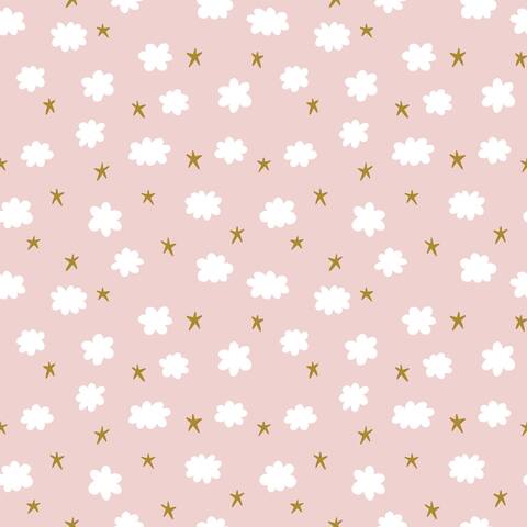Baby Girl Stars and Clouds Removable Wallpaper - 10'ft H x 24''inch W