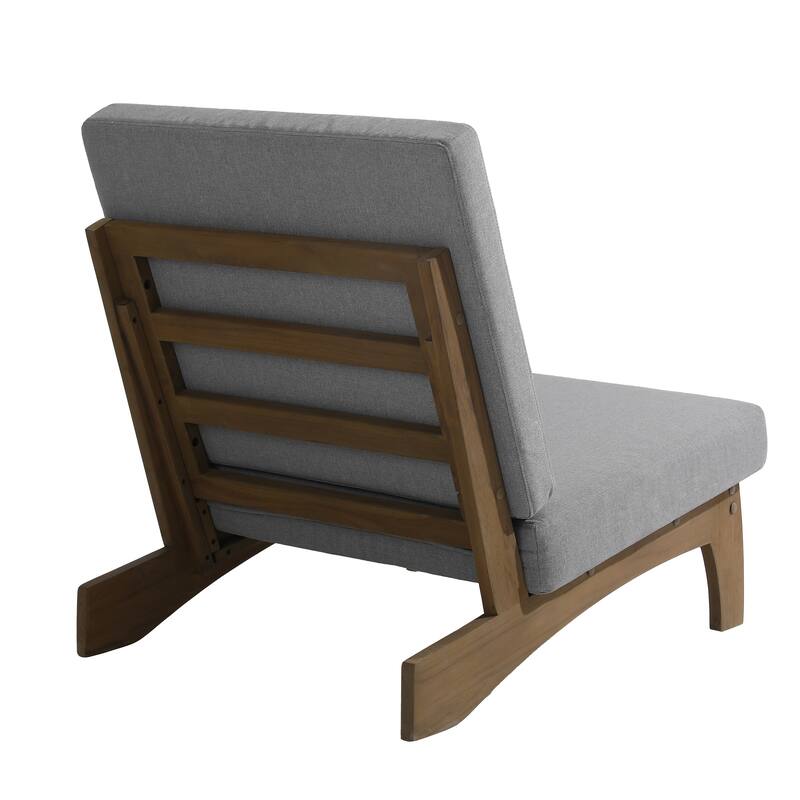 4Piece Wood Outdoor Loveseat Chair Conversation Set with Table Cushion