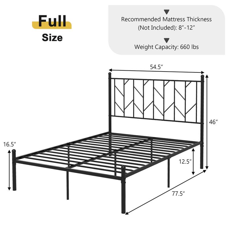 Costway Full/Qween/Twin Size Metal Platform Bed Frame Vintage