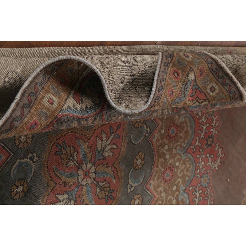 Brown Tabriz Persian Vintage Area Rug Handmade Oriental Wool Carpet - 7'8"x 11'1"