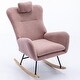 preview thumbnail 25 of 48, Modern Living Room Teddy Fabric Rocking Chair with Pocket and Headrest, Dark Green