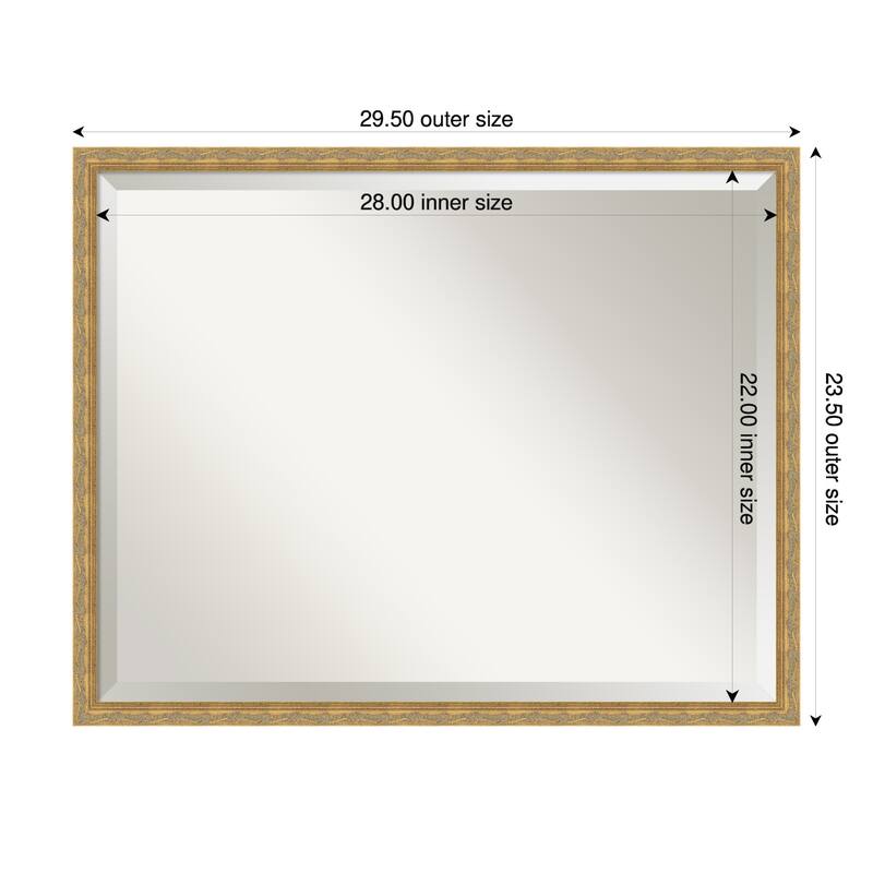 Mila Beveled Wood Framed Bathroom Vanity Wall Mirror - 30 x 24 in - Mila Dark Gold