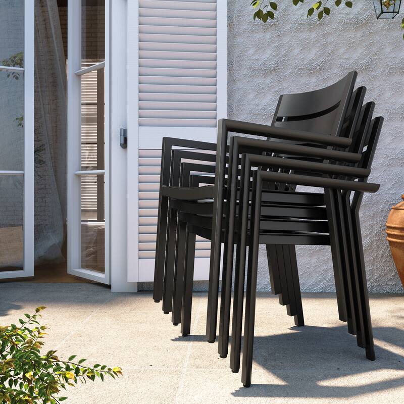 Outdoor 5/7/9-piece Aluminum Dining Set Extendable Table and Stackable Chairs