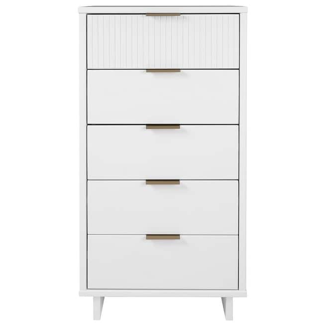 Manhattan Comfort Granville Tall 23.62" Modern Narrow 5 Drawer Dresser