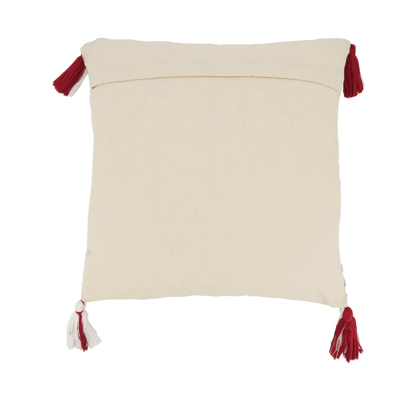 Tasseled Plaid Outdoor Throw Pillow