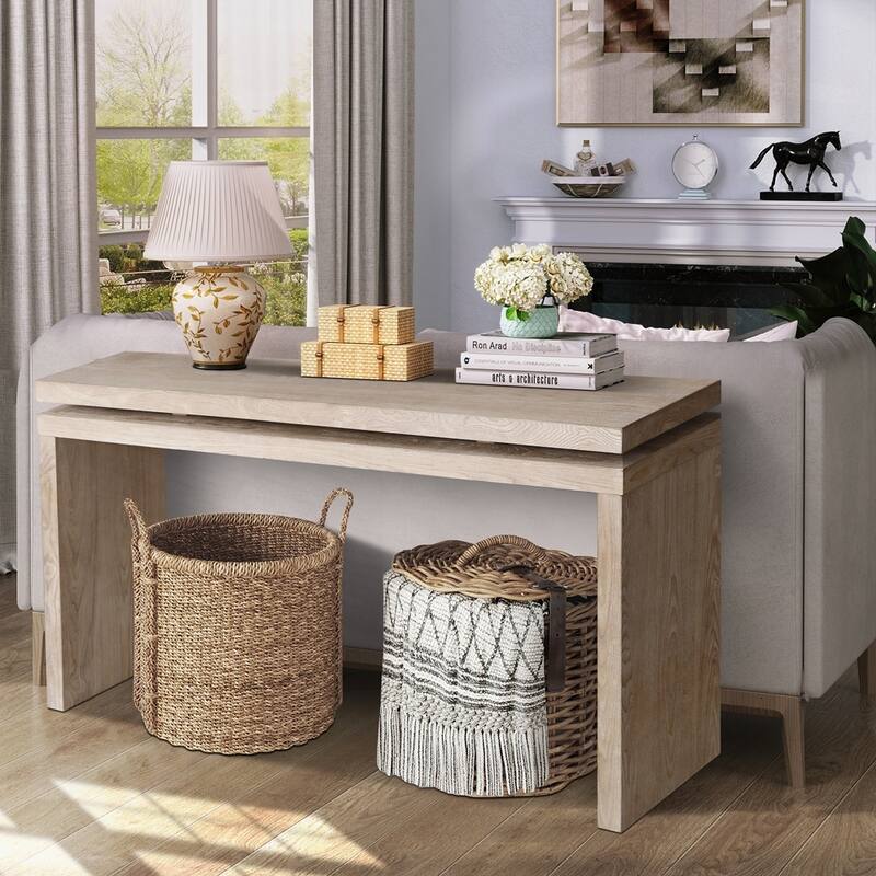 Retro Wooden Entryway Farmhouse Console Table