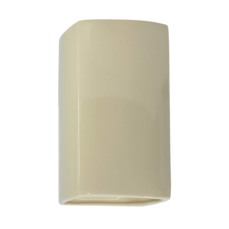 Justice Design Ambiance - Small Rectangle Wall Sconce - Closed Top (Outdoor) - Replaceable Bulb - Vanilla Gloss