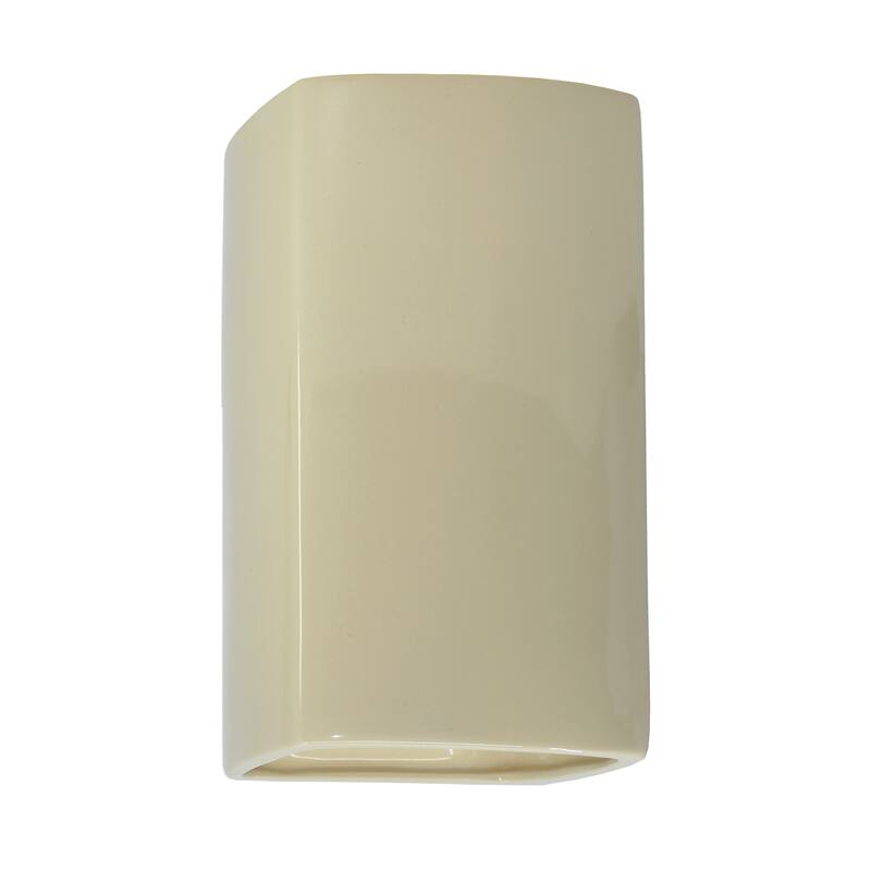 Justice Design Ambiance - Small Rectangle Wall Sconce - Open Top & Bottom - Replaceable Bulb - Vanilla Gloss