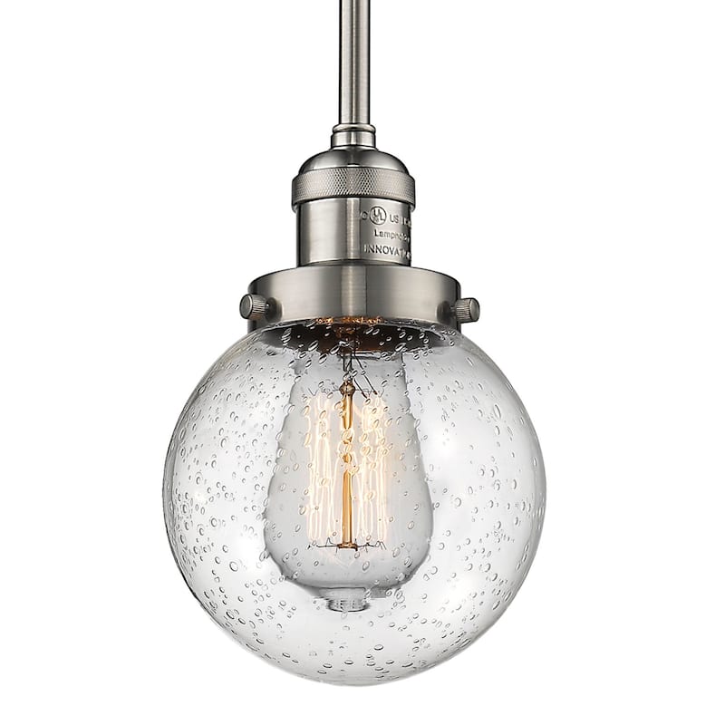 Innovations Lighting Beacon Single Light 6" Wide Mini Pendant with - Brushed Satin Nickel / Seedy