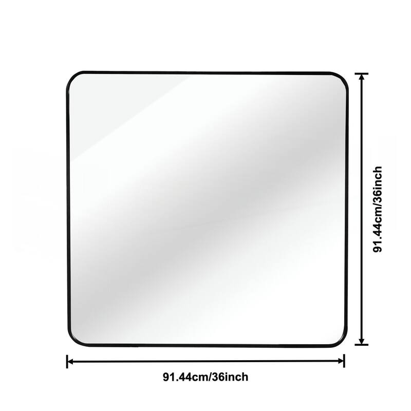 30 in x 30 in Black Metal Framed Square Bathrrom Mirror for Wall