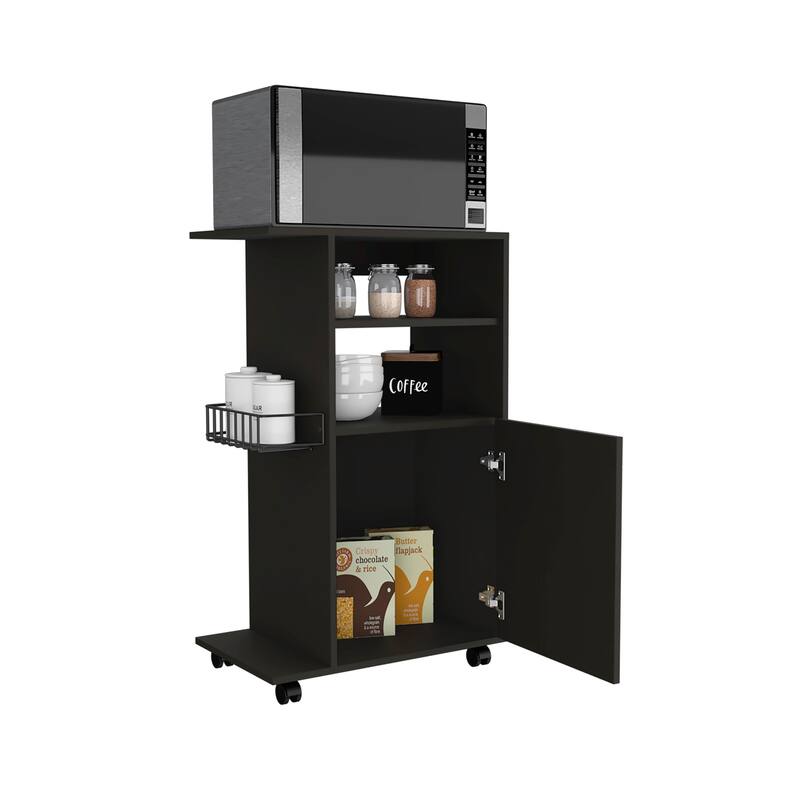 Kitchen Cart With Single Door Cabinet And Four Casters