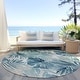 preview thumbnail 21 of 50, Machine Washable Indoor/ Outdoor Coastal Palm Chantille Rug Teal - 8' x 8'